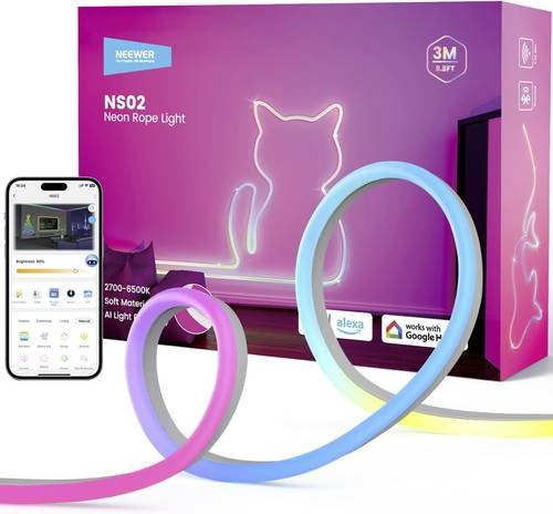 Neewer NS02-3 RGBICW LED-Streifen Neon Flex Set in Multicolour mit 24V Netzteil und Stecker, Länge: 300 cm - Bild 1