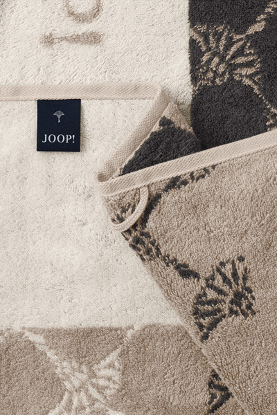 JOOP! Sauna Handtuch aus Baumwolle in Beige und Braun mit grafischem Muster - Bild 3