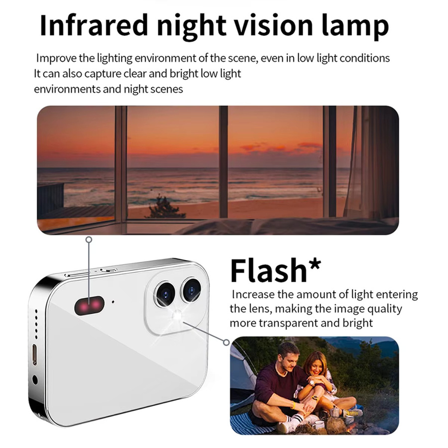 N88R 4K CCD Digitalkamera mit 64MP, Touchscreen, 16X Digitalzoom und IR Nachtsicht, Schwarz - Bild 4