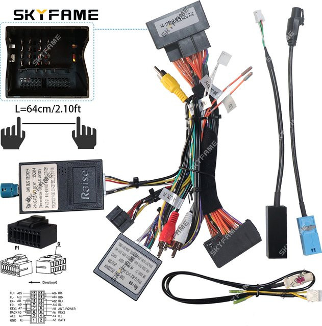 SKYFAME Auto 16pin Kabelbaum Adapter mit Canbus Box Decoder für Android Radio, Schwarz, passend für Volvo S60 XC60 V60 - Bild 1