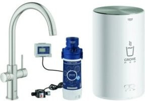 Grohe Spültisch-Einhebelmischer Red Duo supersteel in Chrom mit Boiler und schwenkbarem Auslauf für die Küche - Bild 1