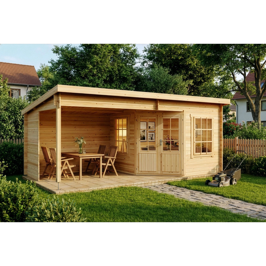 Alpholz Gartenhaus Carl-28 Pultdach Unbehandelt in Braun B: 622 cm x T: 332 cm - Bild 2