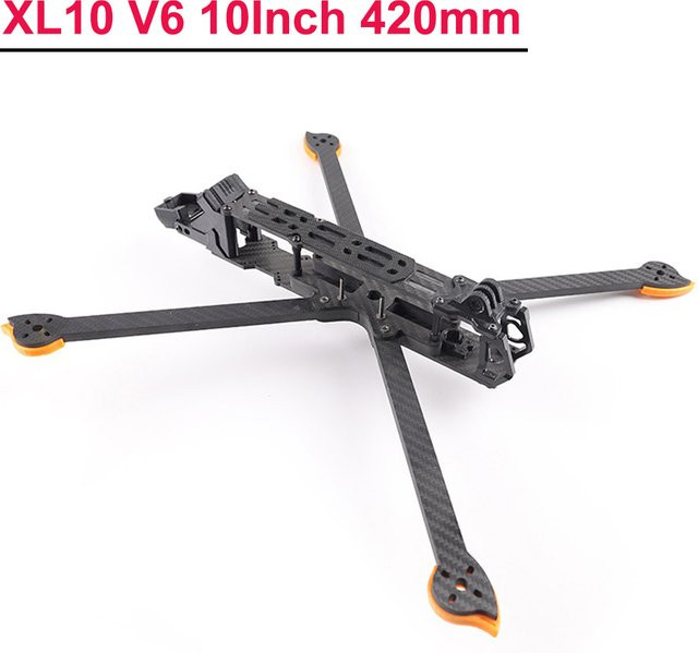 Readytosky XL10 V6 10 Zoll Carbon Rahmen Kit für Super Long Range FPV, Schwarz, Radstand: 420 mm, mit 7 mm Armen für O3 Air Unit/Vista - Bild 1