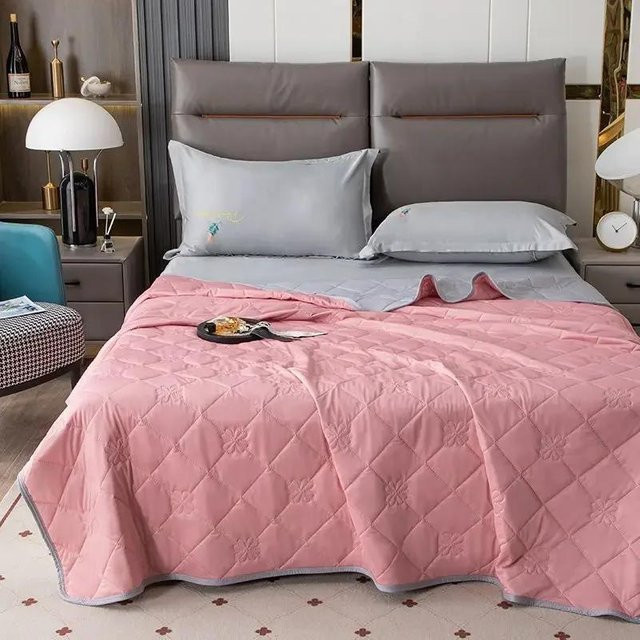 Super Six Kühlende Pfeffermin-Sommerdecke aus Mikrofaser mit Seidendruck, Farbe: Pink, B x H: 70 x 100 cm - Bild 1