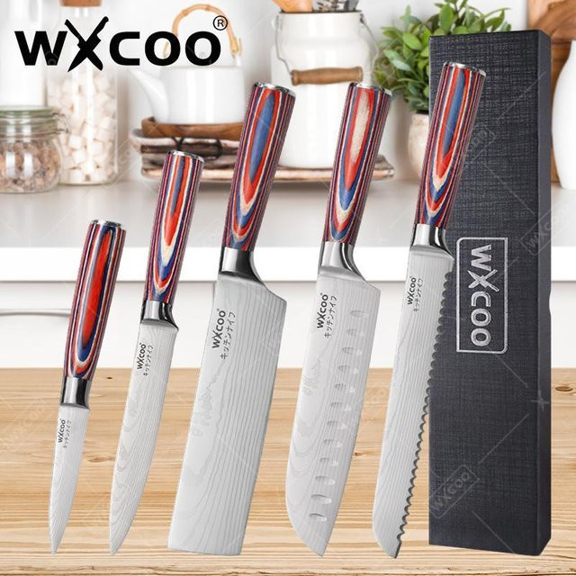 WXCOO Damaskus Allzweckmesser mit Holzgriff als Chefmesser und Fleischbeil inklusive Geschenkbox - Bild 1