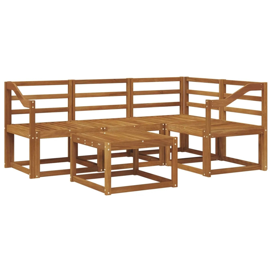 vidaXL Outdoor-Sofagarnitur 5-teilig aus Akazien-Massivholz in Braun mit beigen Kissen für Garten und Terrasse - Bild 2