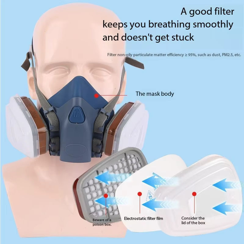 AnruiGe PROTECT Gas- und Staub-Atemschutzmaske Modell 7502 zum Schutz beim Lackieren, Sprühen und zur Filtration chemischer Gase sowie Bio-Dämpfen - Bild 2