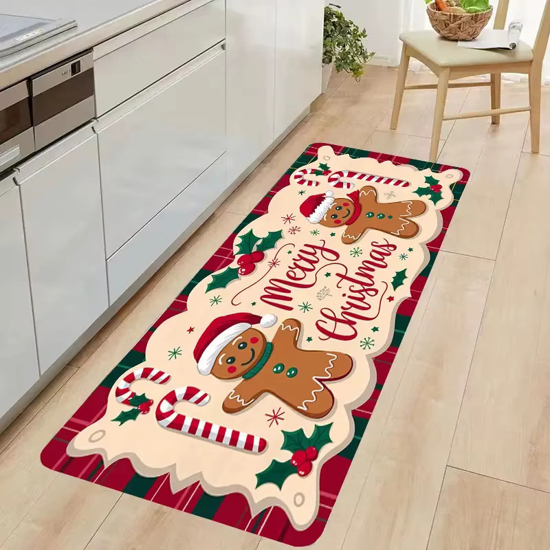 VIKAMA Cartoon Lebkuchenmann Teppich Rutschfeste Bodenmatte für Küche und Eingangsbereich in Weihnachtsdesign - Bild 3
