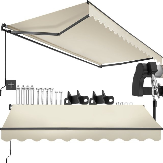 tectake Gelenkarmmarkise Ornella Beige aus Polyester und Aluminium/Stahl, B/T: 300 x 250 cm - Bild 1
