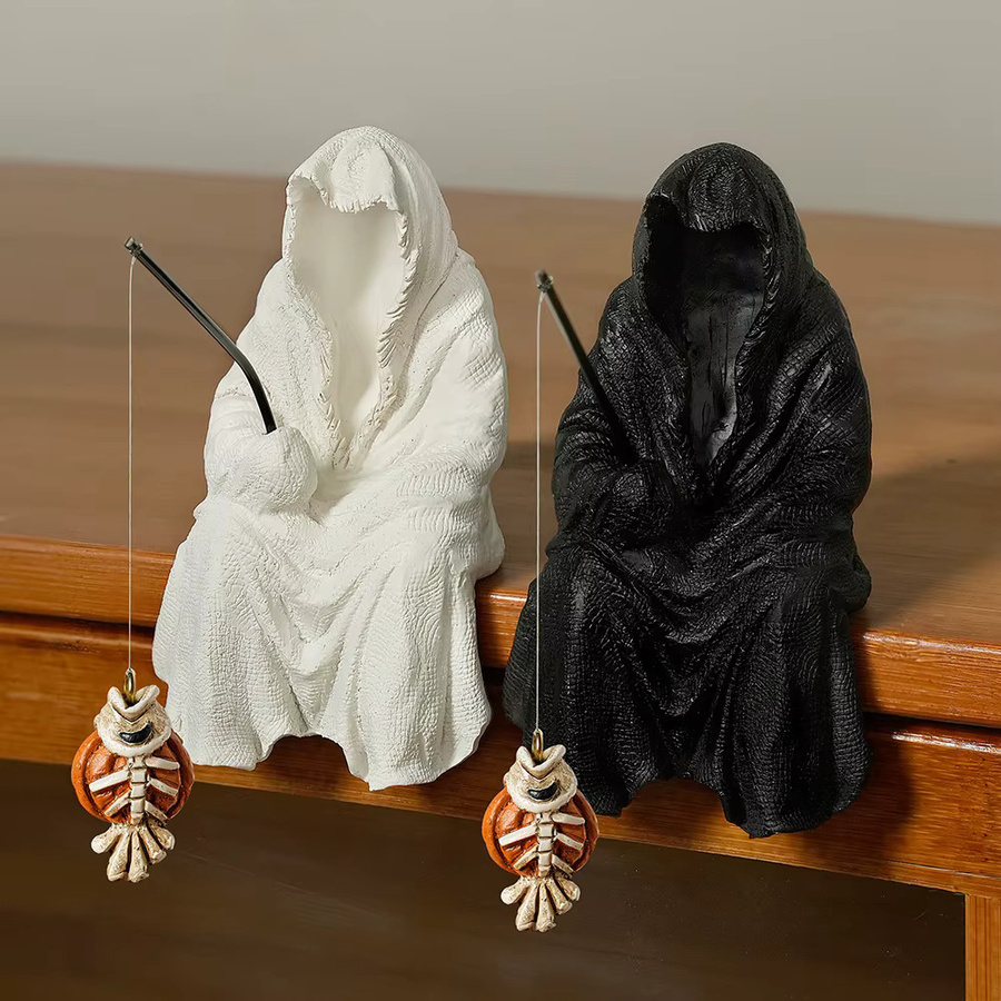 Angelmeister Halloween Geist Aquarium-Dekoration aus Kunstharz in Schwarz - Bild 1