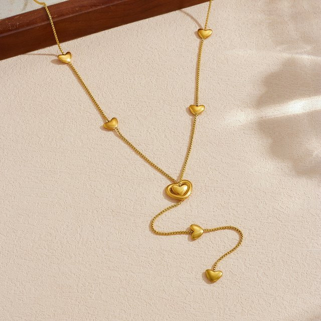 DIEYURO Halskette Edelstahl, Gold, Herzförmig, Damen - Bild 1