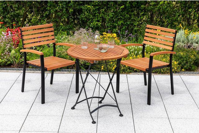 Merxx Schlossgarten Set 3-teilig mit rundem Klapptisch in Anthrazit - Bild 1