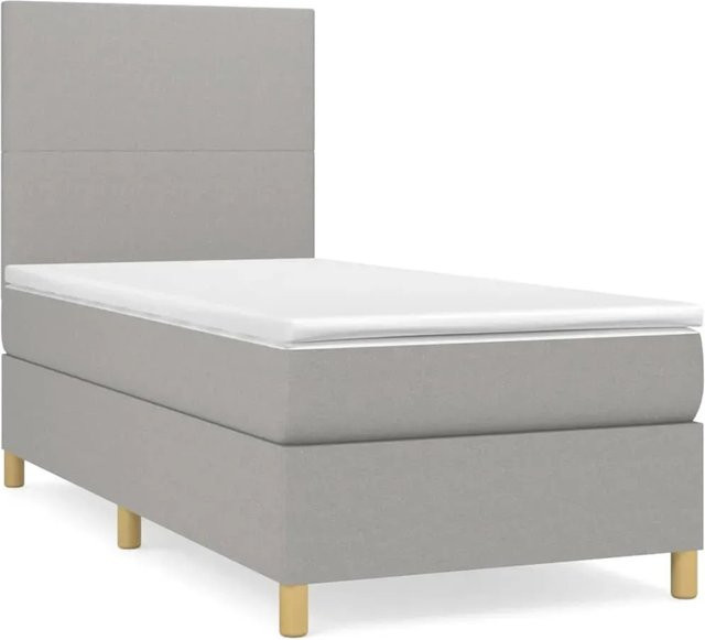vidaXL Boxspringbett mit Matratze Hybrid-System in Hellgrau, B/T/H: 90 x 190 x 128 cm - Bild 1