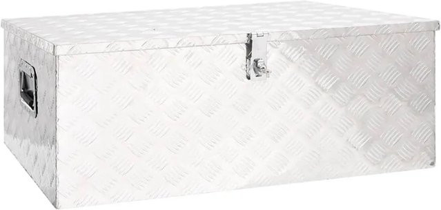 DELUKE Aluminiumbox mit Deckel und Schloss, abschließbare Alubox als Deichselbox oder Werkzeugkiste, Farbe: Silber, B/T/H: 100 x 55 x 37 cm - Bild 1