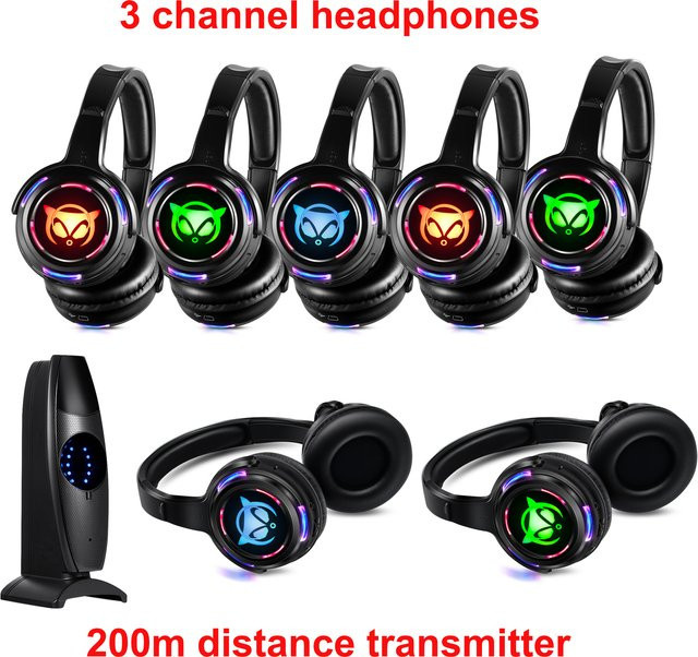 CATASSU LED-Sender Silent Disco Kopfhörer Schwarz für Partys, Meetings und Yoga mit einstellbarer Lautstärke - Bild 1