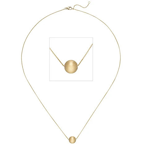 Colfem Halskette mit Anhänger Kugel, 750 Gelbgold, matt, 45 cm, Unisex - Bild 1