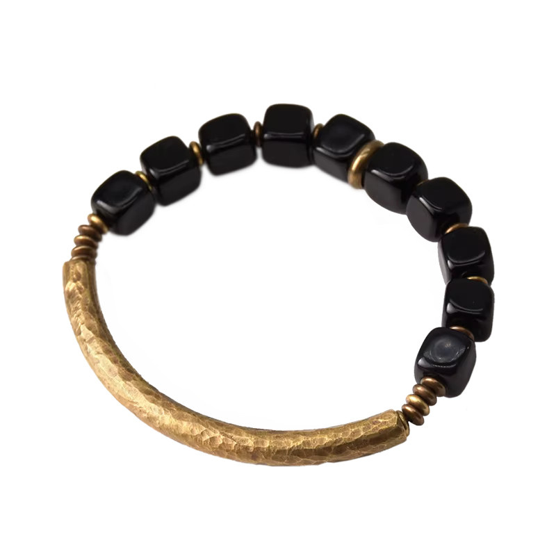 reikinn Armband, Messing, Gold, Obsidian, Unisex - Bild 3