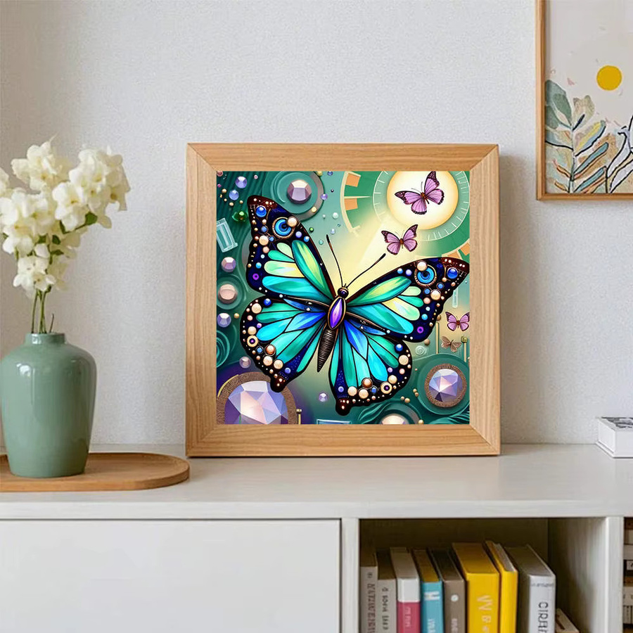 AZQSD 5D Diamantgemälde Schmetterling Set mit bunten Strasssteinen und runden Diamanten zur Heimdekoration, Breite: 20 cm, Höhe: 20 cm - Bild 3