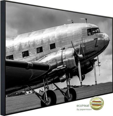 papermoon EcoHeat Infrarotheizung Vintage Verkehrsflugzeug in Bunt mit Matt-Effekt, App-Steuerung und Überhitzungsschutz - Bild 1