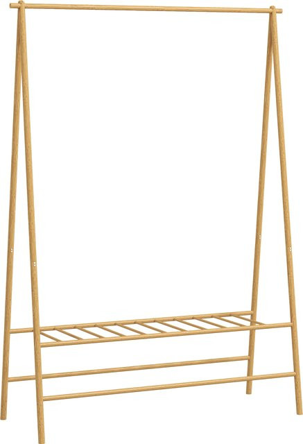 HOMCOM Garderobenständer aus Bambus mit Ablagen und Haken in Naturholz, B/T/H: 116 x 43,5 x 160 cm - Bild 1