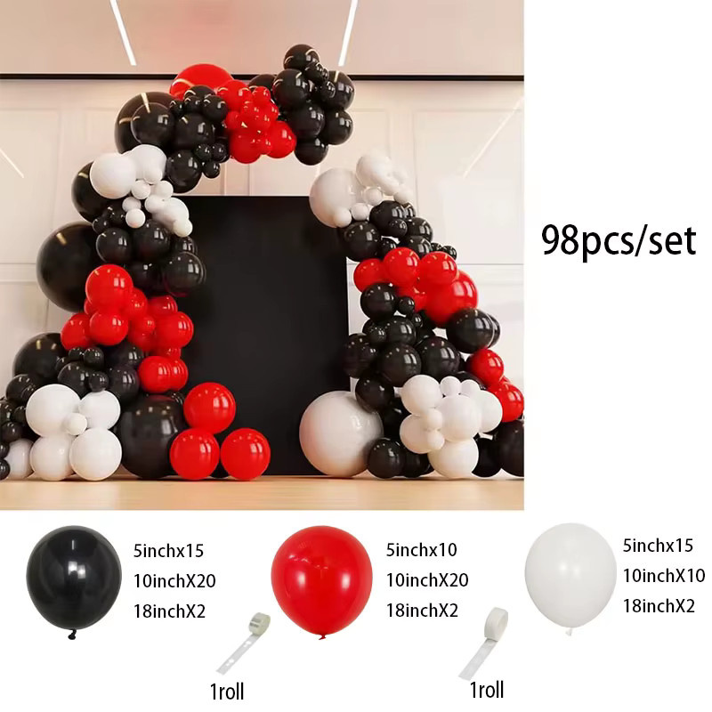 Mtrong Te Luftballon-Girlandenbogen-Set aus Latex mit 98 Stück in Rot, Schwarz und Weiß für Geburtstag, Hochzeit und Party-Dekorationen - Bild 4