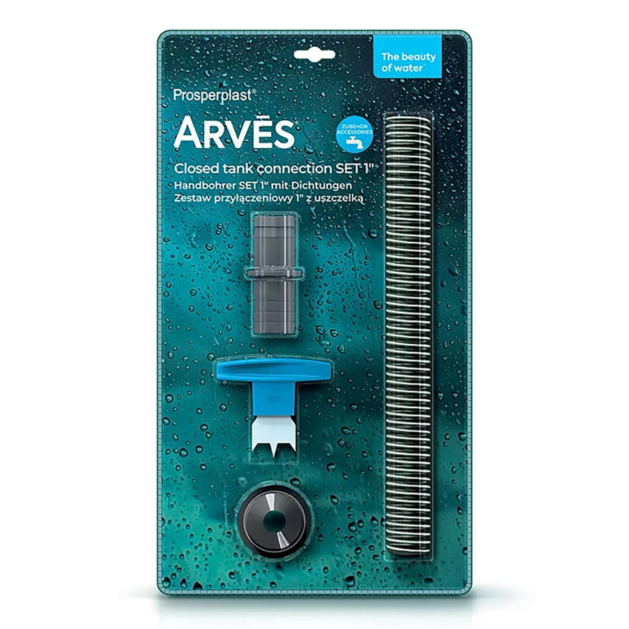 Arves Anschluss-Set mit Handbohrer und Dichtungen aus Kunststoff, 1 Zoll (23,5 mm), Farbe: Basalt Grau - Bild 2