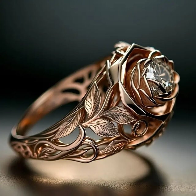 Huitan Ring, Roségold Farbe, Blumen, Zirkonia, Damen - Bild 1