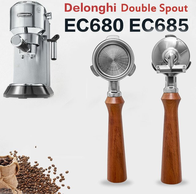 Delonghi Kaffee-Siebträger mit doppeltem Auslauf und 1- und 2-Tassen-Korb, 51 mm, Silber/Rot - Bild 1