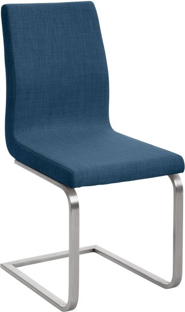 DELUKE Esszimmerstuhl NERAM in Blau mit Stoffbezug und Edelstahl-Freischwinger, B/T/H: 40 x 50 x 90 cm - Bild 1