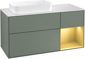 V&B Waschtischunterschrank Finion in Olivenmatt lackiert mit Regalboden, Breite: 120 cm, Tiefe: 50,1 cm, Höhe: 50,1 cm - Bild 1