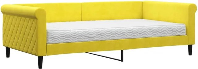 vidaXL Tagesbett mit Matratze in Gelb aus Samt mit Schlaffunktion B/T/H: 200 x 100 x 68 cm - Bild 1