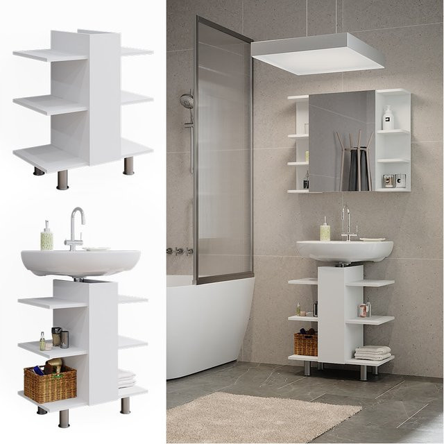 Vicco Waschbeckenunterschrank Fynn Weiß B: 60 cm, H: 70 cm, T: 36,6 cm - Bild 1