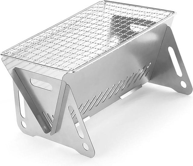 KaiSai Faltbarer BBQ-Grill aus Edelstahl für Outdoor und Camping, Farbe: Silber, B/T/H: 21,0 x 12,5 x 2,0 cm - Bild 1