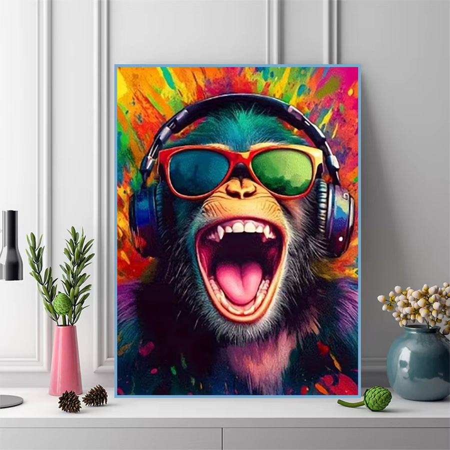 Momoart Diamant-Stickerei Affen-Tier-Malerei als DIY Acryl-Mosaik-Kunst zur Wanddekoration, Multicolour, B/T: 30,0 x 30,0 cm - Bild 3