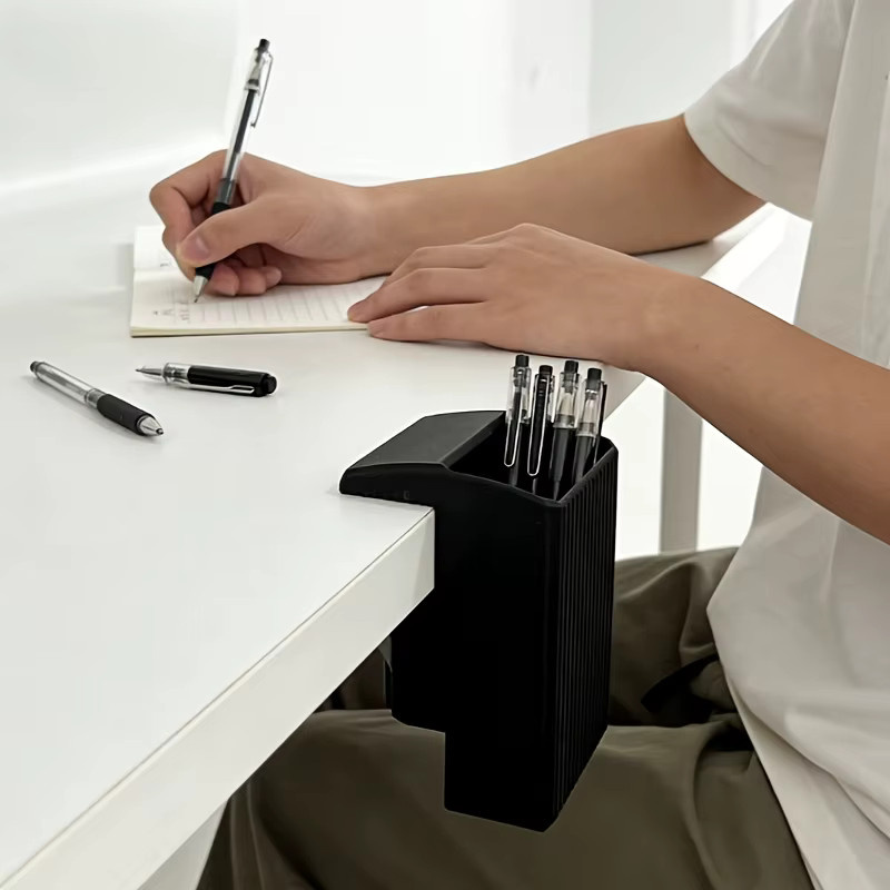 Clip-On Stifthalter ohne Bohren in Weiß aus Kunststoff – Verstellbarer Schreibtischclip für Kanten von 1–3,5 cm als Stift- und Marker-Organizer für dein Büro - Bild 3