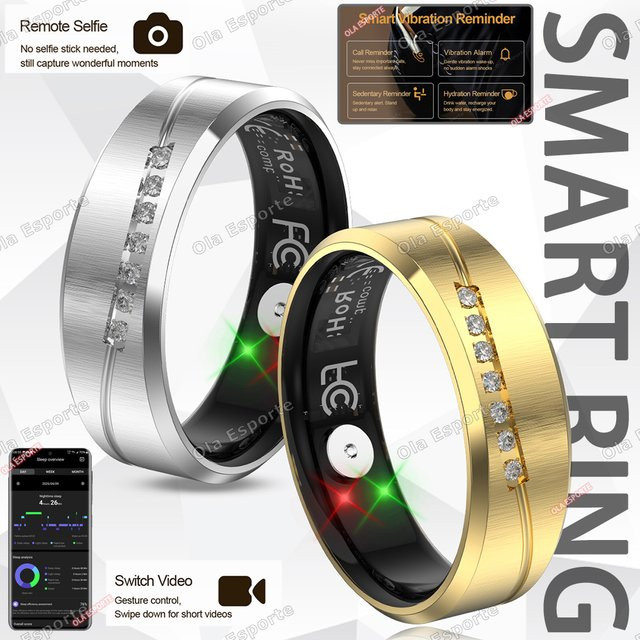 Ola Esporte Smartring in Silber mit Vibrationsfunktion, Herzfrequenz- und Körpertemperaturmessung sowie Anruf- und Weckfunktion für dich - Bild 1