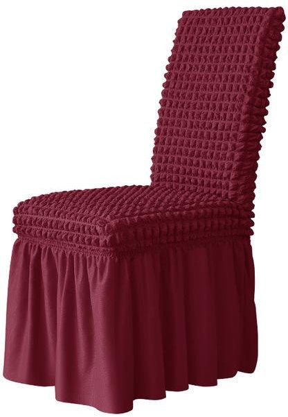 3D-Seersucker-Stuhlbezug mit langem Rock für Esszimmer und Bankette, Stretch-Spandex-Hussen für hohe Rückenlehnen, Farbe: Rot - Bild 1