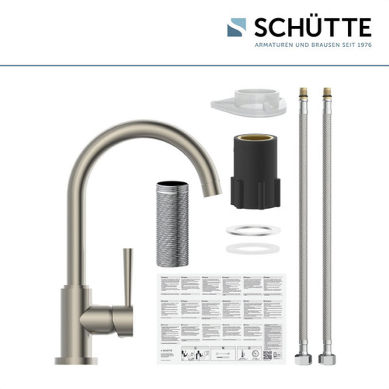 SCHÜTTE Spültischarmatur Cornwall Einhebelmischbatterie aus Messing in Silber matt mit schwenkbarem Auslauf - Bild 5