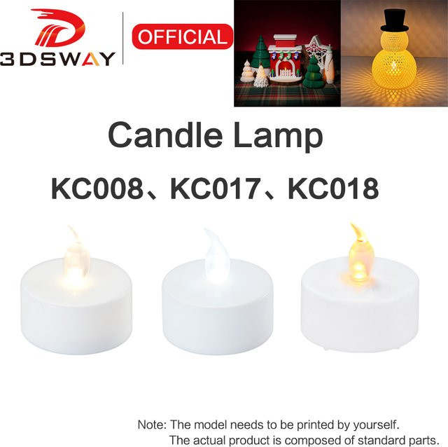 LED Flamme Teelicht Kerze Set in Weiß für Bambu Lab, Creality und Elegoo 3D Drucker Zubehör 3DSWAY KC008/KC017 - Bild 1