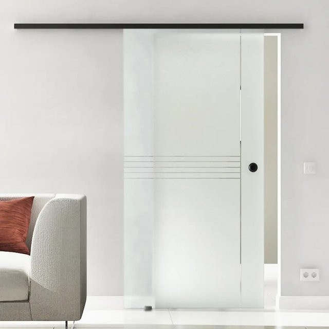 Levidor Glasschiebetür Komplettset München Schwarz mit Griffmuschel und SoftClose, B/H: 65 x 217,5 cm - Bild 1