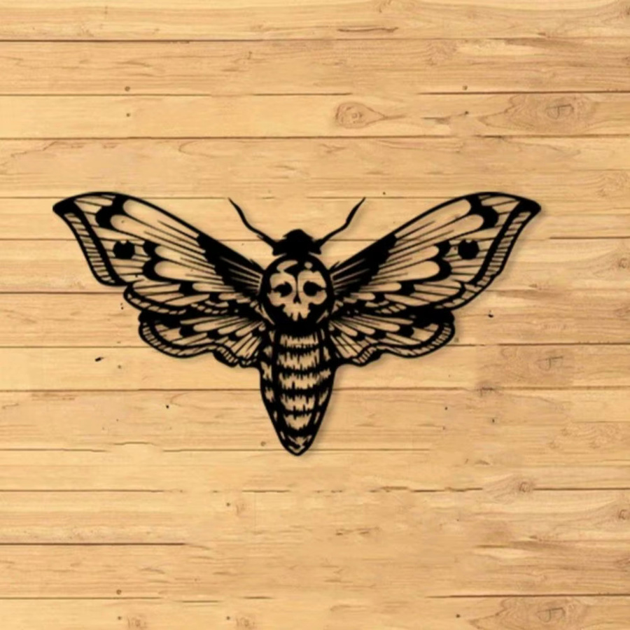 CIFBUY Metallwandkunst Totenkopf-Motten in Schwarz als Gothic-Insekten-Dekoration für Haus und Garten - Bild 2