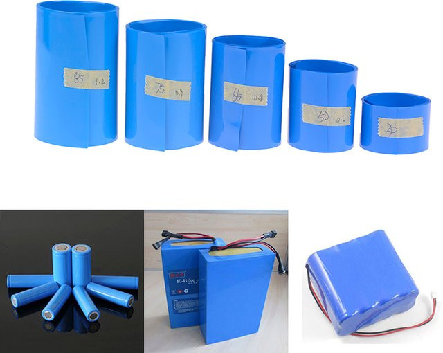 PVC Schrumpffolie Band in Blau für 18650 Lithium-Ionen-Batterien, 1m Länge, Breite: 30-85mm - Bild 1
