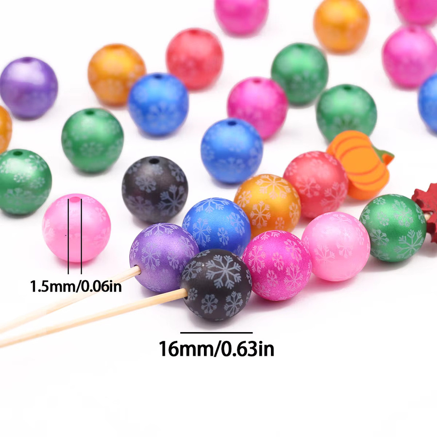 JHNBY Perlen Acryl, Matte Schneeflocke, 16mm, Bunt, Unisex - Bild 2