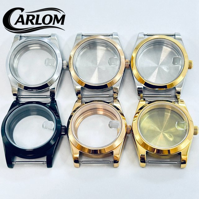 Carloms Uhrengehäuse, 36mm/40mm, Saphirglas, Silber Gold Schwarz, Abgeschrägte Lünette - Bild 1