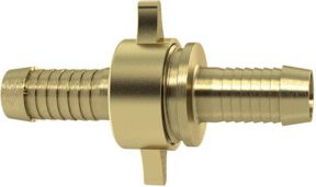 Riegler Schlauchverschraubung aus Messing in Gold mit G 3/4x13 Übermutter, flachdichtend und NBR O-Ring - Bild 1