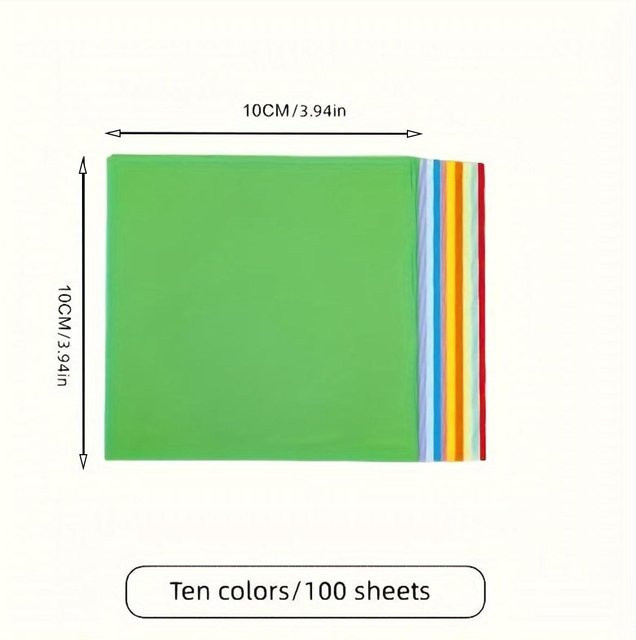 100 Stück quadratisches Origami-Papier von Yiran Furniture, mehrfarbig, doppelseitig, DIY Faltpapier für Kinder und Scrapbooking - Bild 1