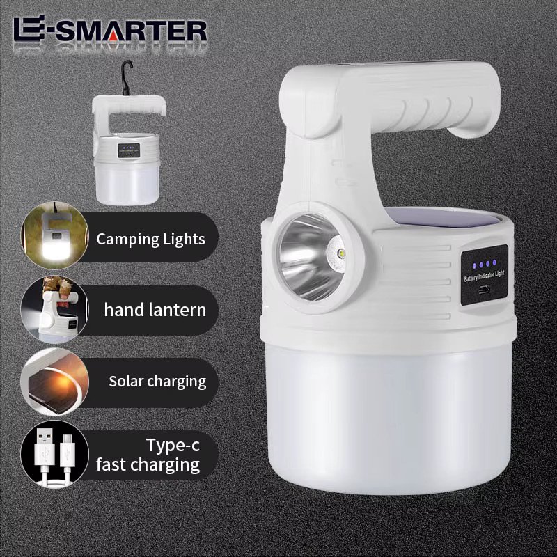 ESMARTER LED Solar Camping Lampe, wiederaufladbare tragbare Laterne für Outdoor, Angeln und Notfälle, Farbe: Weiß - Bild 6