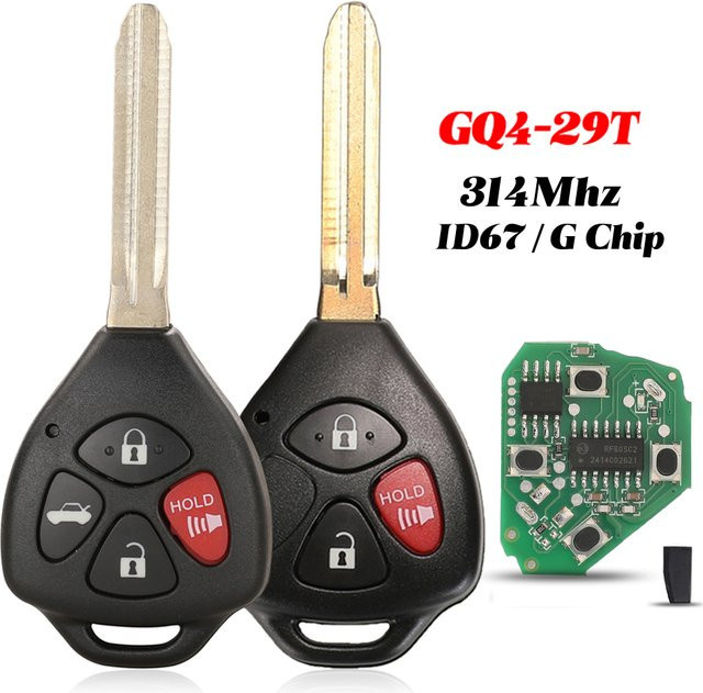 Jingyuqin Fernbedienung Autoschlüssel HYQ12BBY für Toyota Camry Avalon Corolla Matrix RAV4 Venza Yaris, 314,4 MHz, Schwarz, inklusive Schlüsselanhänger - Bild 1