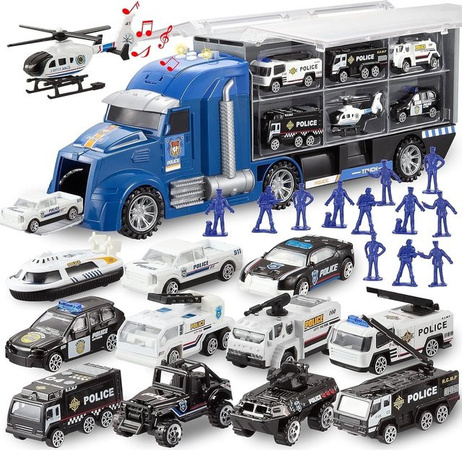Discover Intime Polizei Rettung LKW Spielzeug Auto Transporter, mit Geräuschen und Lichtern, ab 3 Jahren