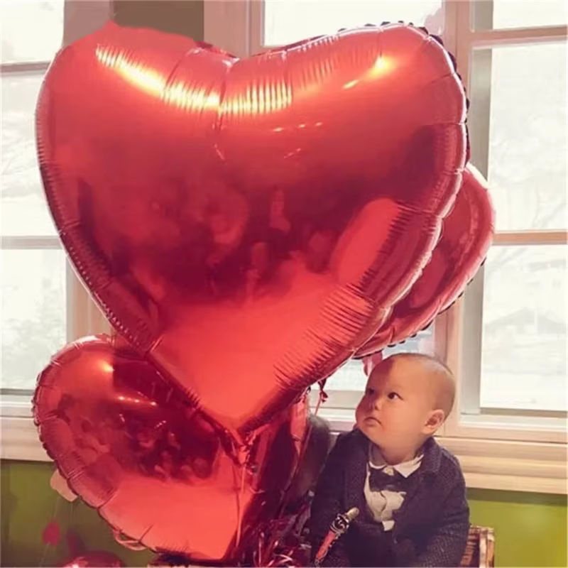 Roter Herz-Folienballon von LQVYI für Valentinstag, Hochzeit und Geburtstag, Höhe: 75 cm - Bild 5